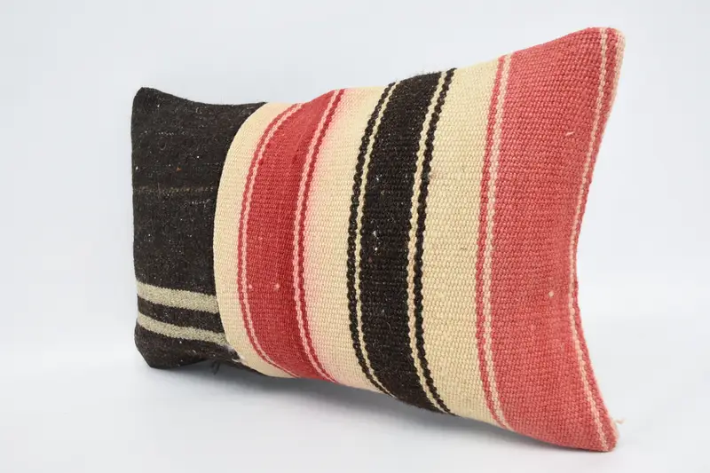 Vintage Kilim Pillow, 12x20 Brown Cushion Cover, Pillow for Couch, Cushion Case, Hippie Throw Pillow Cover, Kilim Cushion Sham - 4