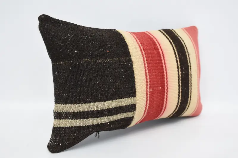 Vintage Kilim Pillow, 12x20 Brown Cushion Cover, Pillow for Couch, Cushion Case, Hippie Throw Pillow Cover, Kilim Cushion Sham - 3