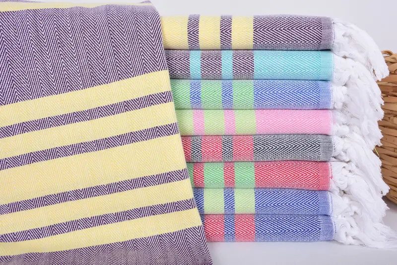 Blue-Light Green Chevron Personalized Turkish Bath Towel, 63x40 Inches