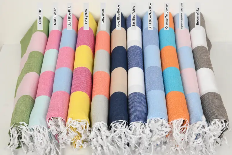 70x40 Cotton Striped Towel, Lightweight Turkish towel, Anniversary Gift For Her, Summer Gift Ideas, Fouta towel, Embroidered Towel, Monogram Towels - 1