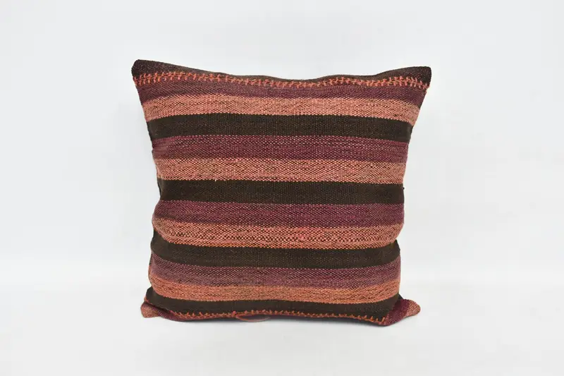 Boho Pillow, Ethnic Pillow Cover Cushion, 20x20 Brown Cushion Cover, Kilim Cushion Sham, Interior Designer Pillow, Cushion Cover - 1