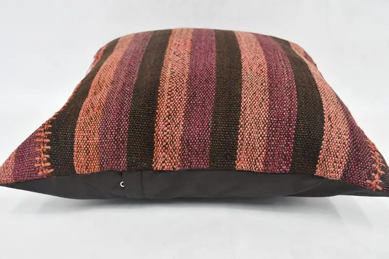 Boho Pillow, Ethnic Pillow Cover Cushion, 20x20 Brown Cushion Cover, Kilim Cushion Sham, Interior Designer Pillow, Cushion Cover - 6