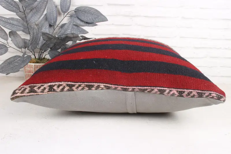 Cushion, Boho Pillow Sham Cover, Turkish Pillow, Seat Pillow Case, 24x24 Red Pillow Cover, Tapestry Pillow, Kilim Cushion Sham - 5
