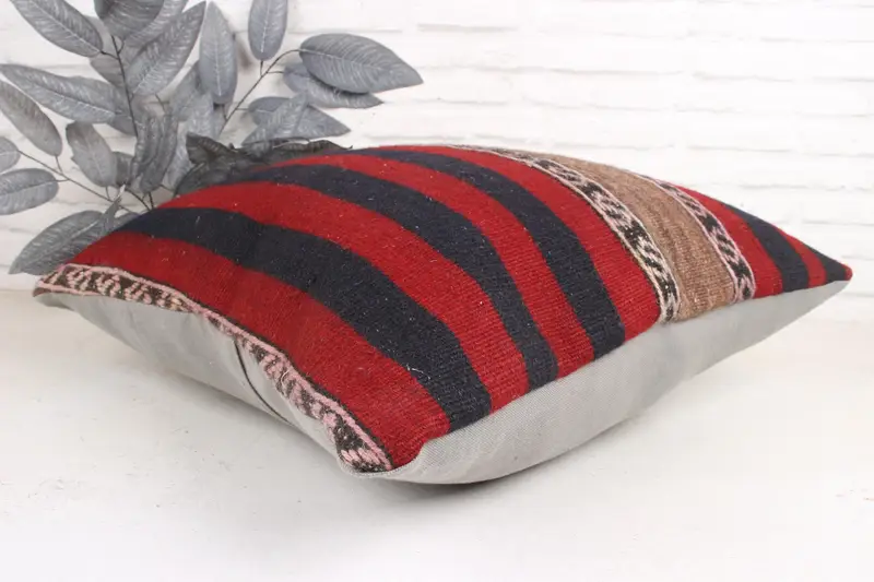 Cushion, Boho Pillow Sham Cover, Turkish Pillow, Seat Pillow Case, 24x24 Red Pillow Cover, Tapestry Pillow, Kilim Cushion Sham - 6