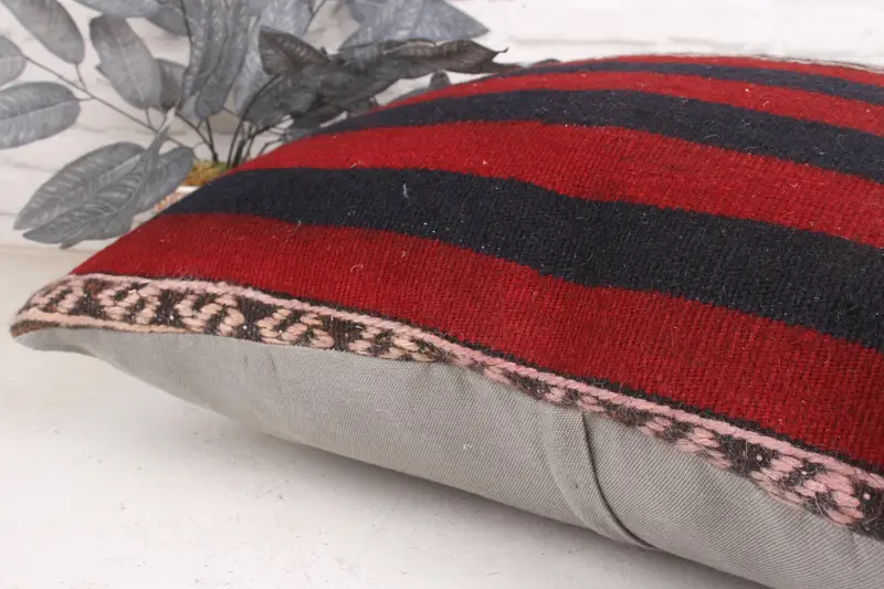 Cushion, Boho Pillow Sham Cover, Turkish Pillow, Seat Pillow Case, 24x24 Red Pillow Cover, Tapestry Pillow, Kilim Cushion Sham - 7