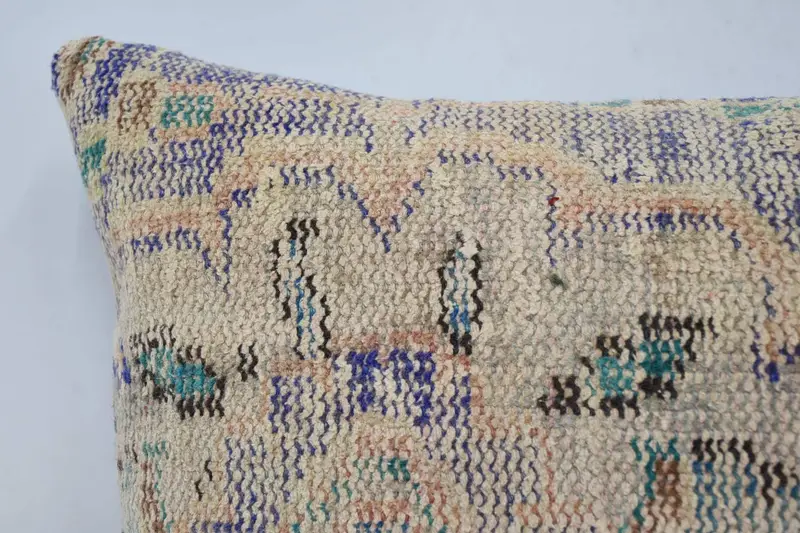 Ethnical Kilim Rug Pillow, 16x24 Beige Pillow Sham, Office Chair Pillow Case, Armchair Pillow Sham, Handmade Kilim Cushion, Boho Pillow, Cushion - 2
