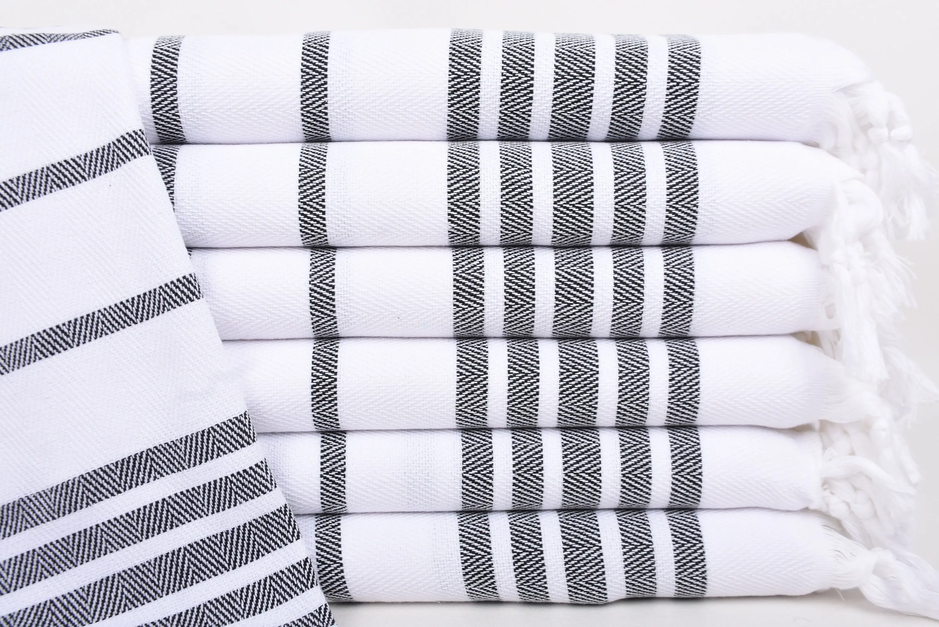 Personalized Hand Towel Black Herringbone Dish Towel, 36x24 Inches - 1