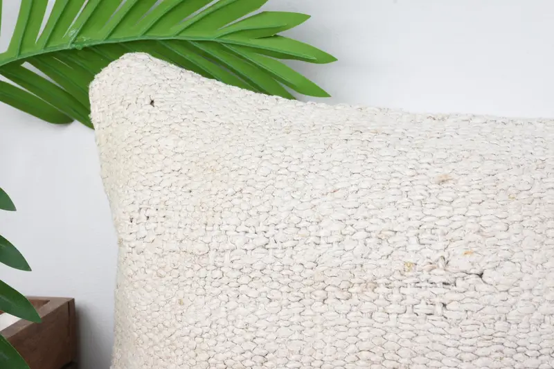 Ethnical Kilim Rug Pillow, Pillow for Sofa, Pillow Sham, Boho Pillow, 12x24 White Pillow Case, Wool Kilim Pillow Cushion, Retro Throw Cushion Case - 2