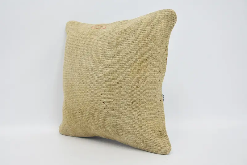 Kilim Pillow Cover, Vintage Pillow, Boho Pillow Sham Cover, 16x16 Beige Pillow Case, Cushion Case, Shabby Chic Cushion Cover - 4