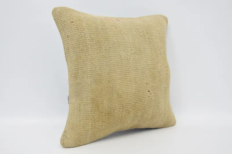 Kilim Pillow Cover, Vintage Pillow, Boho Pillow Sham Cover, 16x16 Beige Pillow Case, Cushion Case, Shabby Chic Cushion Cover - 3