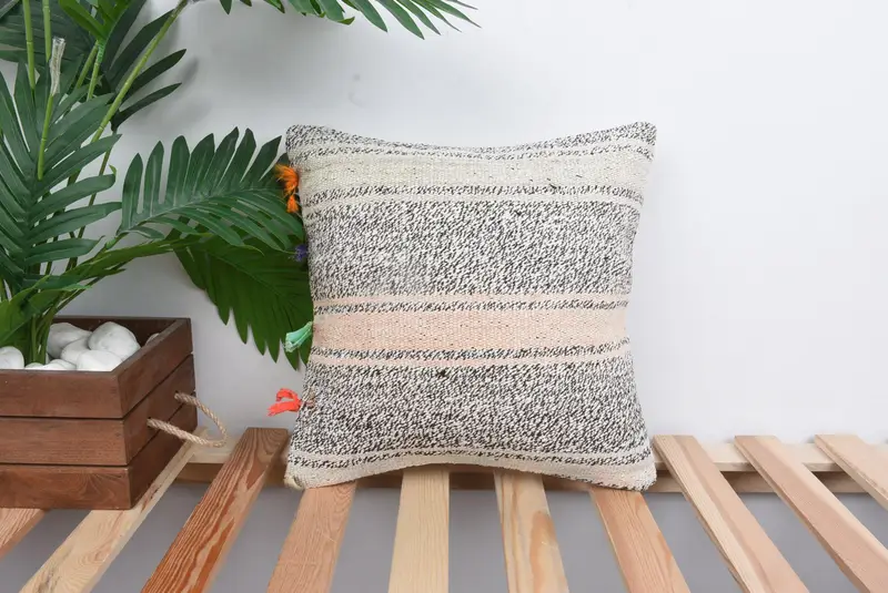 Interior Designer Pillow, Boho Pillow, Cushion Case, Boho Pillow Sham Cover, Knitted Pillow Cover, 14x14 Pink Pillow Sham - 1