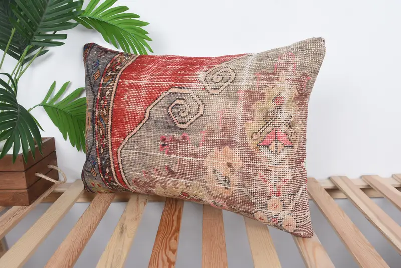 16x24 Red Pillow Sham, Cushion, Ethnical Kilim Rug Pillow, Kilim Pillow, Ethnic Pillow Cover, Pillow for Sofa, Outdoor Patio Pillow Sham - 5