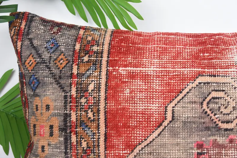 16x24 Red Pillow Sham, Cushion, Ethnical Kilim Rug Pillow, Kilim Pillow, Ethnic Pillow Cover, Pillow for Sofa, Outdoor Patio Pillow Sham - 2