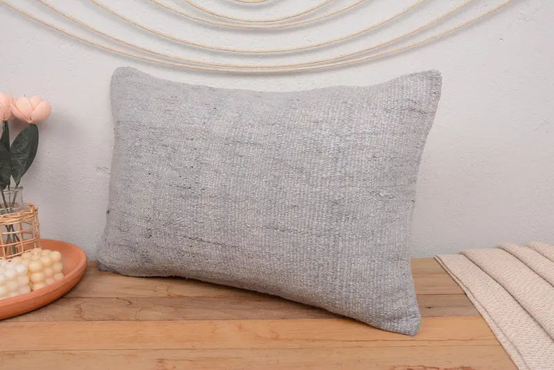 Gray Southwestern Embroidered Pillow, 16x24 Inches Decorative Pillow - 5