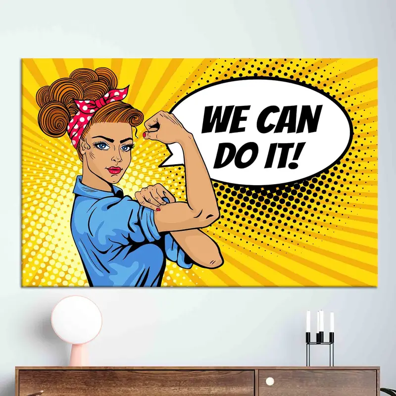 力を与えるポップアート キャンバス: 強い女性のプリントされた傑作
