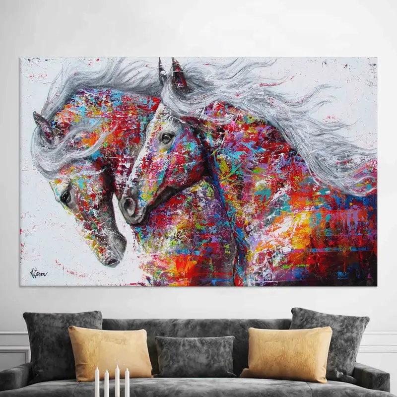 Modern Horse Lover Gift: Abstract Farmhouse Canvas Print