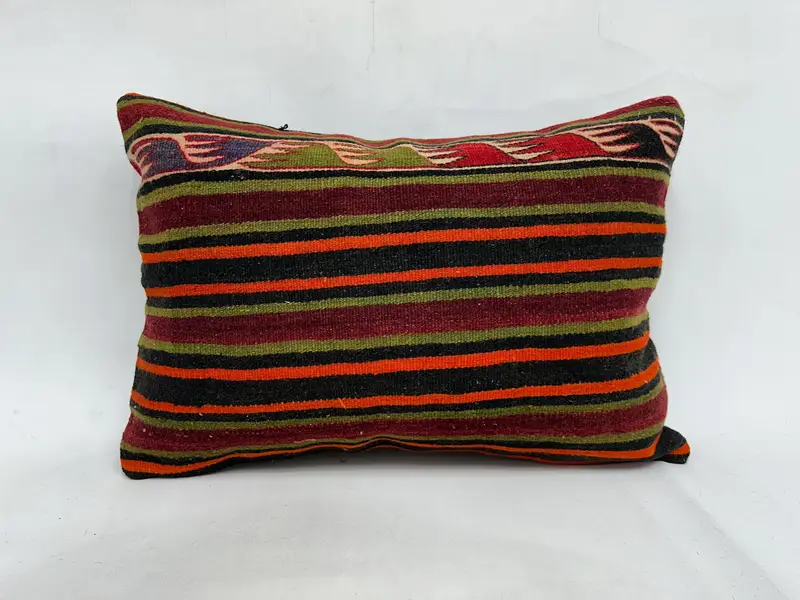 Gift Pillow, Handmade Kilim Cushion, Handmade Pillow, Hippie Throw Pillow, Tapestry Pillow Case, Boho Pillow, 20x28 Orange Pillow, Pillow Cover - 1