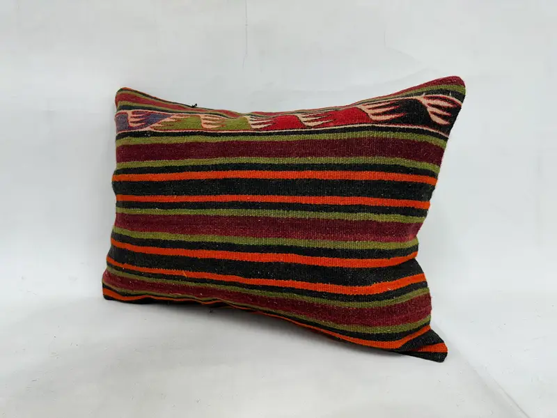 Gift Pillow, Handmade Kilim Cushion, Handmade Pillow, Hippie Throw Pillow, Tapestry Pillow Case, Boho Pillow, 20x28 Orange Pillow, Pillow Cover - 4