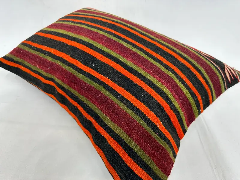 Gift Pillow, Handmade Kilim Cushion, Handmade Pillow, Hippie Throw Pillow, Tapestry Pillow Case, Boho Pillow, 20x28 Orange Pillow, Pillow Cover - 6