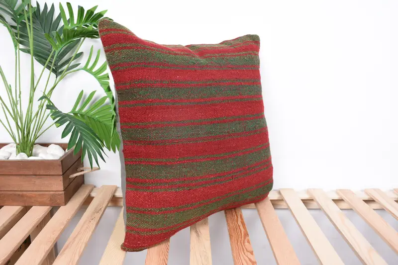 Cushion, Turkish Pillow, Cotton Pillow Cover, Aztec Pillow Sham, 20x20 Red Cushion Cover, Gift Pillow, Ethnical Kilim Rug Pillow - 4