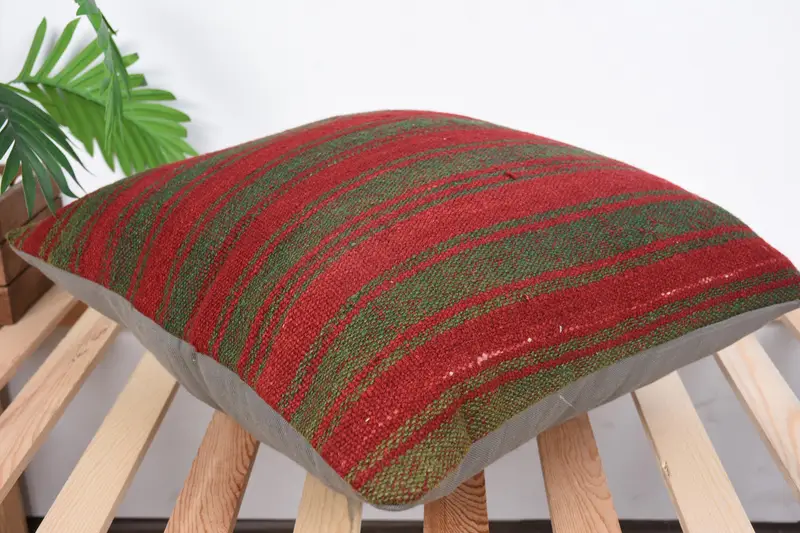 Cushion, Turkish Pillow, Cotton Pillow Cover, Aztec Pillow Sham, 20x20 Red Cushion Cover, Gift Pillow, Ethnical Kilim Rug Pillow - 6