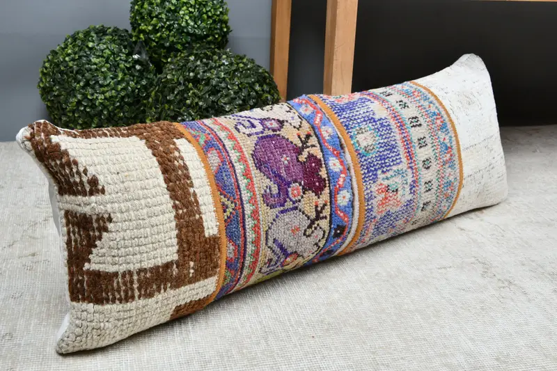 12x36 Blue Cushion Case, Pillow for Sofa, Turkish Pillow, Tapestry Pillow Case, Authentic Pillow, Cushion Cover, Handmade Kilim Cushion - 7