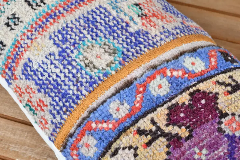 12x36 Blue Cushion Case, Pillow for Sofa, Turkish Pillow, Tapestry Pillow Case, Authentic Pillow, Cushion Cover, Handmade Kilim Cushion - 4