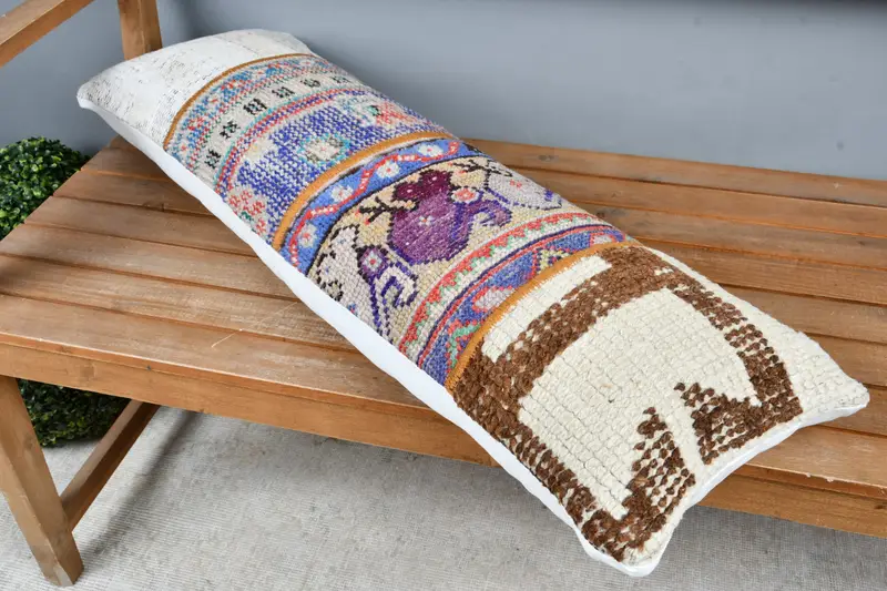 12x36 Blue Cushion Case, Pillow for Sofa, Turkish Pillow, Tapestry Pillow Case, Authentic Pillow, Cushion Cover, Handmade Kilim Cushion - 2
