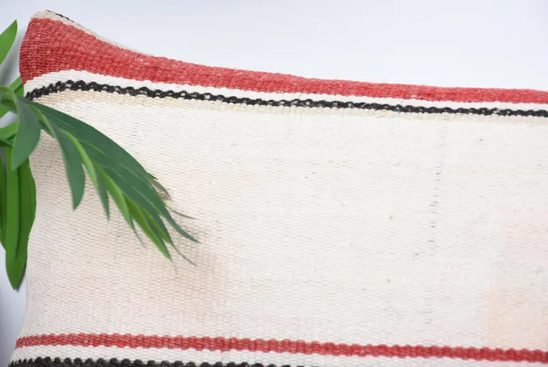 Vintage Kilim Throw Pillow, Cotton Pillow, Chair Pillow, 12x36 White Pillow, Kilim Cushion Sham, Cushion Case, Handmade Kilim Cushion - 2