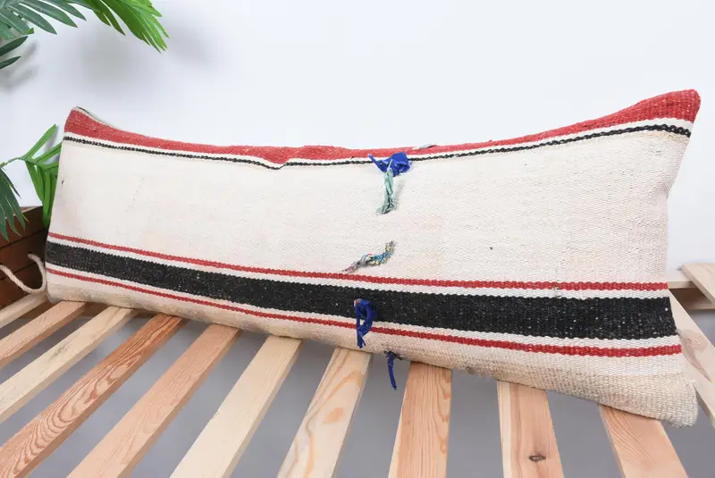 Vintage Kilim Throw Pillow, Cotton Pillow, Chair Pillow, 12x36 White Pillow, Kilim Cushion Sham, Cushion Case, Handmade Kilim Cushion - 5