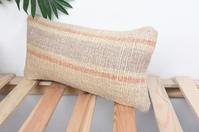 8x16 Beige Pillow, Cushion Case, Vintage Pillow, Morroccon Kilim Cushion Cushion, Turkish Kilim Pillow, Antique Pillows, Bed Pillow Sham - 5