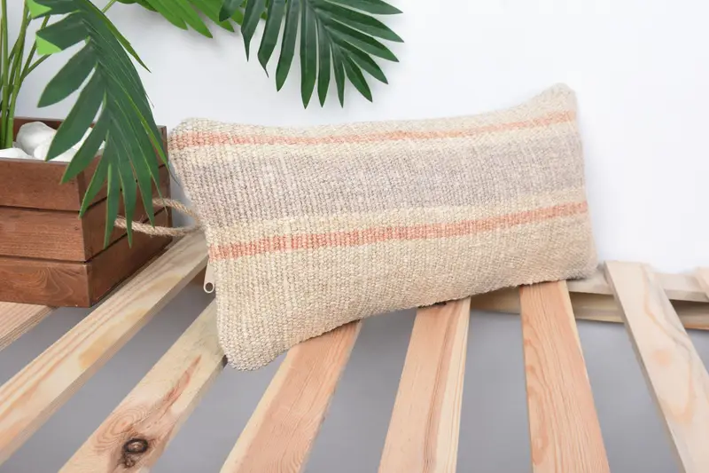 8x16 Beige Pillow, Cushion Case, Vintage Pillow, Morroccon Kilim Cushion Cushion, Turkish Kilim Pillow, Antique Pillows, Bed Pillow Sham - 4