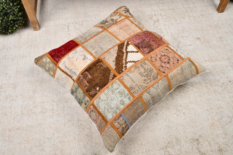 Pastel Pillow Sham, Handmade Kilim Cushion, Boho Pillow Sham Cover, Pillow Case, 24x24 Pink Pillow Sham, Gift Pillow, Christmas Pillow Cover - 8
