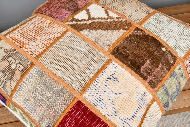 Pastel Pillow Sham, Handmade Kilim Cushion, Boho Pillow Sham Cover, Pillow Case, 24x24 Pink Pillow Sham, Gift Pillow, Christmas Pillow Cover - 4