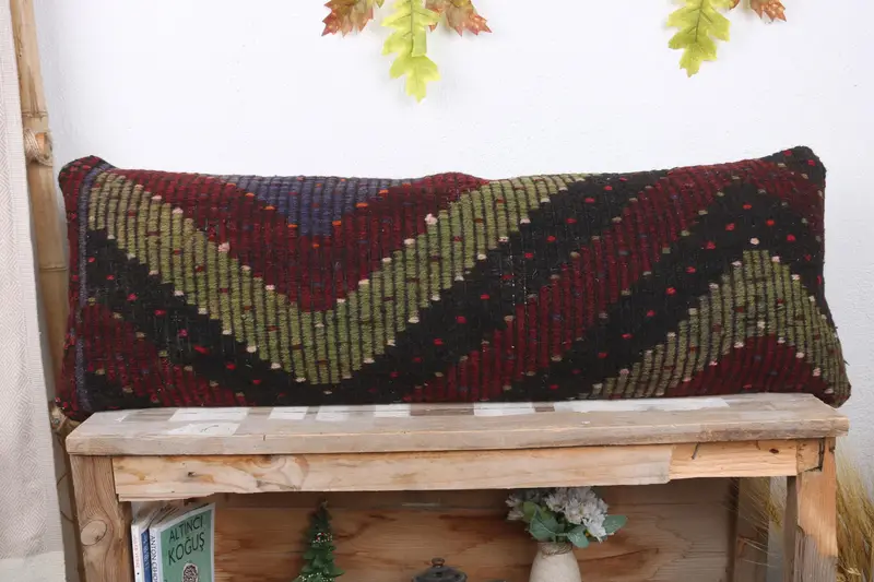 Vintage Kilim Pillow Pillow Case, Pillow for Sofa, 12x36 Red Cushion, Pillow for Couch, Interior Designer Pillow, Pillow Case - 2