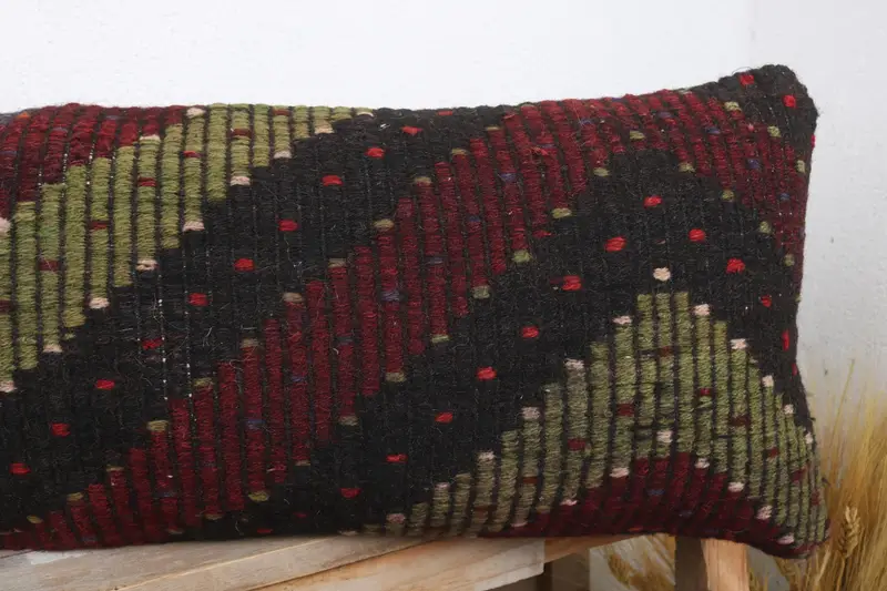 Vintage Kilim Pillow Pillow Case, Pillow for Sofa, 12x36 Red Cushion, Pillow for Couch, Interior Designer Pillow, Pillow Case - 5