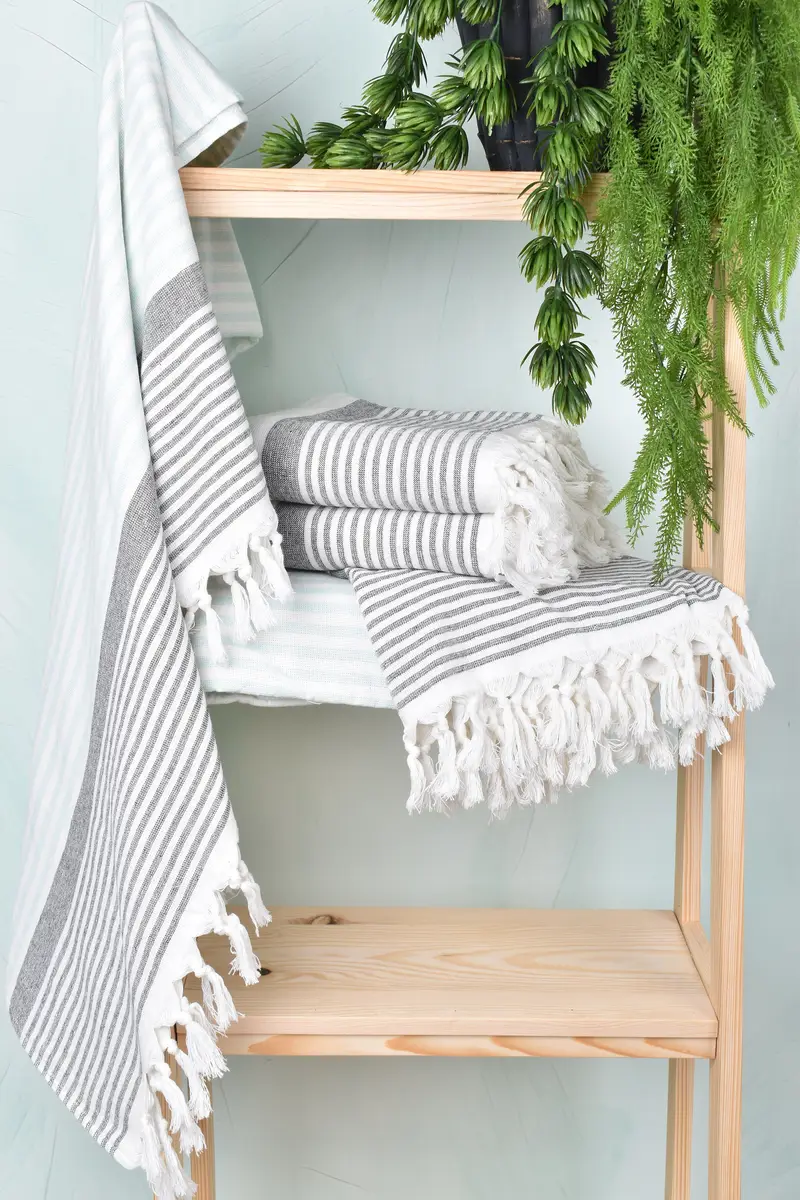 68x40 Cotton Striped Terry Towel, Monogram Towels, Custom Towel, Custom Turkish Towel, Hammam towel, Merry Christmas Gifts, Personalized Beach Towel - 6