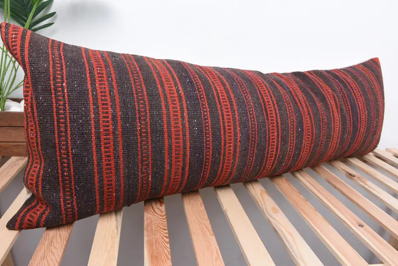 Cozy Throw Pillow Sham, 16x48 Red Pillow Case, Cushion Case, Art Deco Cushion, Home Decor Pillow, Vintage Kilim Pillow, Antique Pillows - 4