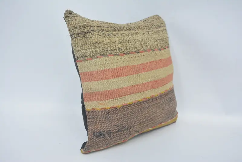 Cozy Throw Cushion Case, Boho Pillow, Kilim Cushion Sham, Cushion Cover, 12x12 Green Cushion Cover, Throw Kilim Pillow, Turkish Bench Pillow Sham - 3