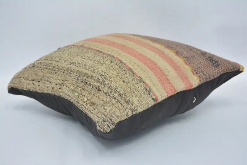 Cozy Throw Cushion Case, Boho Pillow, Kilim Cushion Sham, Cushion Cover, 12x12 Green Cushion Cover, Throw Kilim Pillow, Turkish Bench Pillow Sham - 6