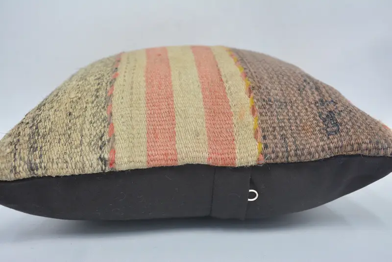 Cozy Throw Cushion Case, Boho Pillow, Kilim Cushion Sham, Cushion Cover, 12x12 Green Cushion Cover, Throw Kilim Pillow, Turkish Bench Pillow Sham - 5