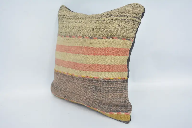 Cozy Throw Cushion Case, Boho Pillow, Kilim Cushion Sham, Cushion Cover, 12x12 Green Cushion Cover, Throw Kilim Pillow, Turkish Bench Pillow Sham - 4