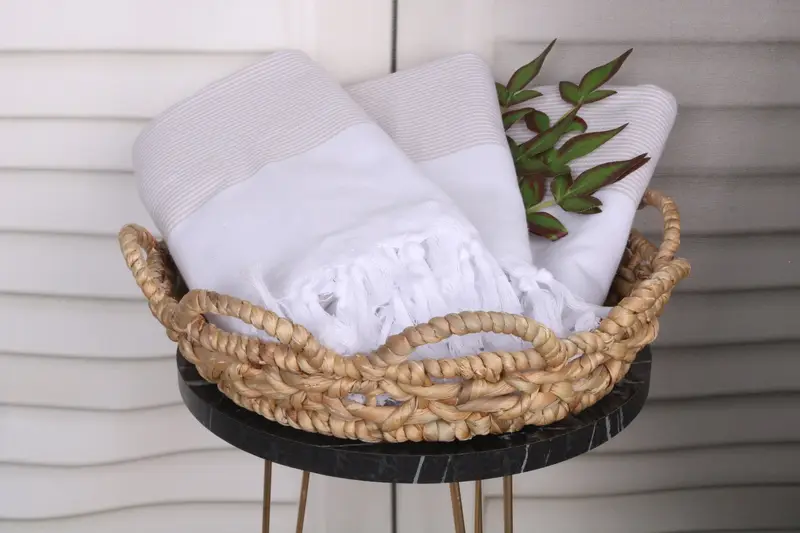 Beach Towel Bulk, Wedding Favors, Sand-free towel, Bride Gift, Traditional Turkish peshtemal for hammam, Organic Towel, 70x40 Cotton Striped Towel - 5