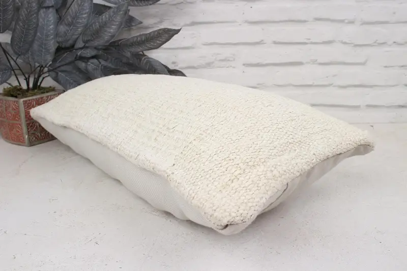 Boho Pillow Sham Cover, Neutral Pillow Case, 12x24 White Cushion Cover, Cushion Case, Vintage Kilim Pillow, Handmade Kilim Cushion - 6