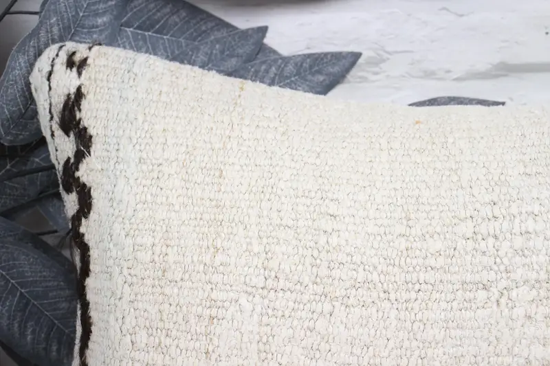 Boho Pillow Sham Cover, Neutral Pillow Case, 12x24 White Cushion Cover, Cushion Case, Vintage Kilim Pillow, Handmade Kilim Cushion - 2