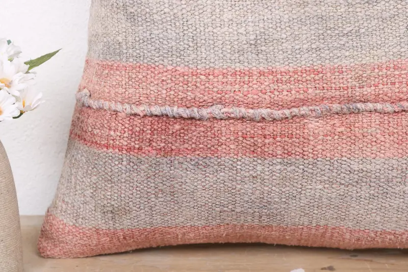 Handmade Kilim Cushion, Handmade Pillow, Pillow for Couch, 18x18 Beige Pillow, Colorful Pillow Cover, Cushion, Kilim Cushion Sham - 3