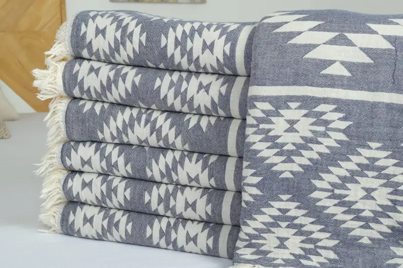 Woven Blanket, 84x56 Cotton Kilim Towel, Personalized Gifts, Woven Throw Blanket, Beach Theme Wedding Gift, Bachelorette Party Favors Beach - 2