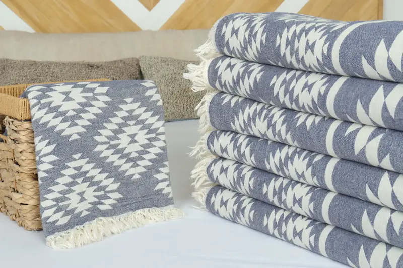 Woven Blanket, 84x56 Cotton Kilim Towel, Personalized Gifts, Woven Throw Blanket, Beach Theme Wedding Gift, Bachelorette Party Favors Beach - 4