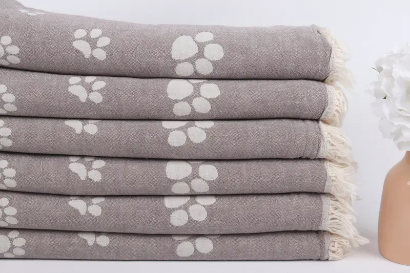 Turkish Towel Set, Bachelor Gift, Organic Turkish towel, Large Turkish Towel, 70x36 Cotton Paw Design Towel, Soft towel, Beach Towel Bulk, Spa Towel - 4
