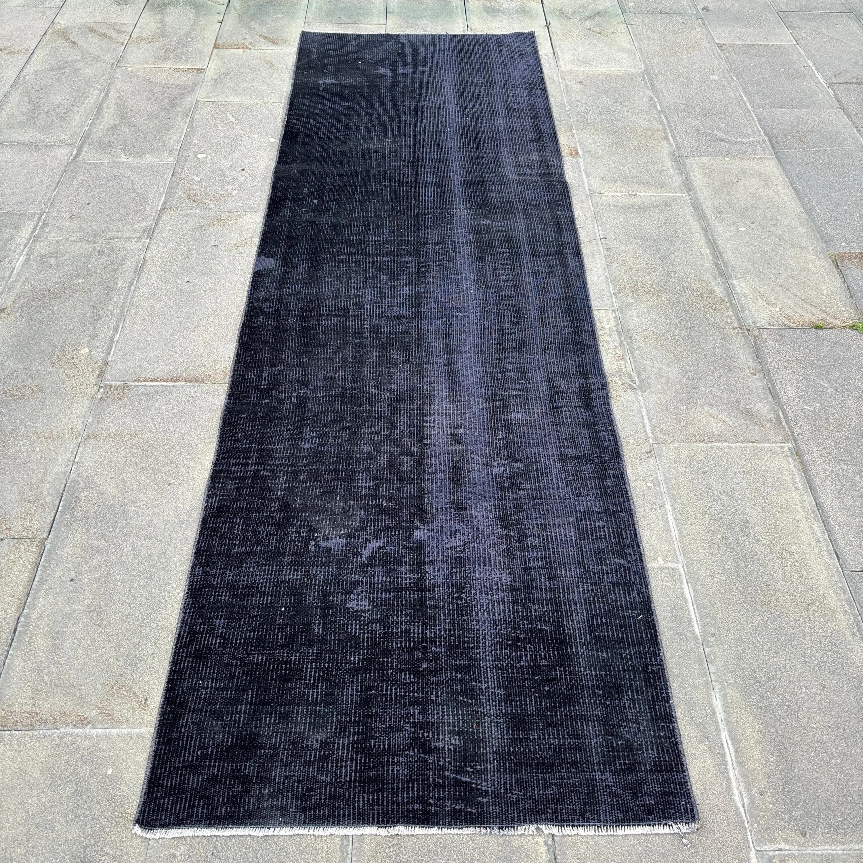 Vintage Runner Rug 2.8x9.1 ft (85x278 cm), Turkish Black Southwestern Rug - 1